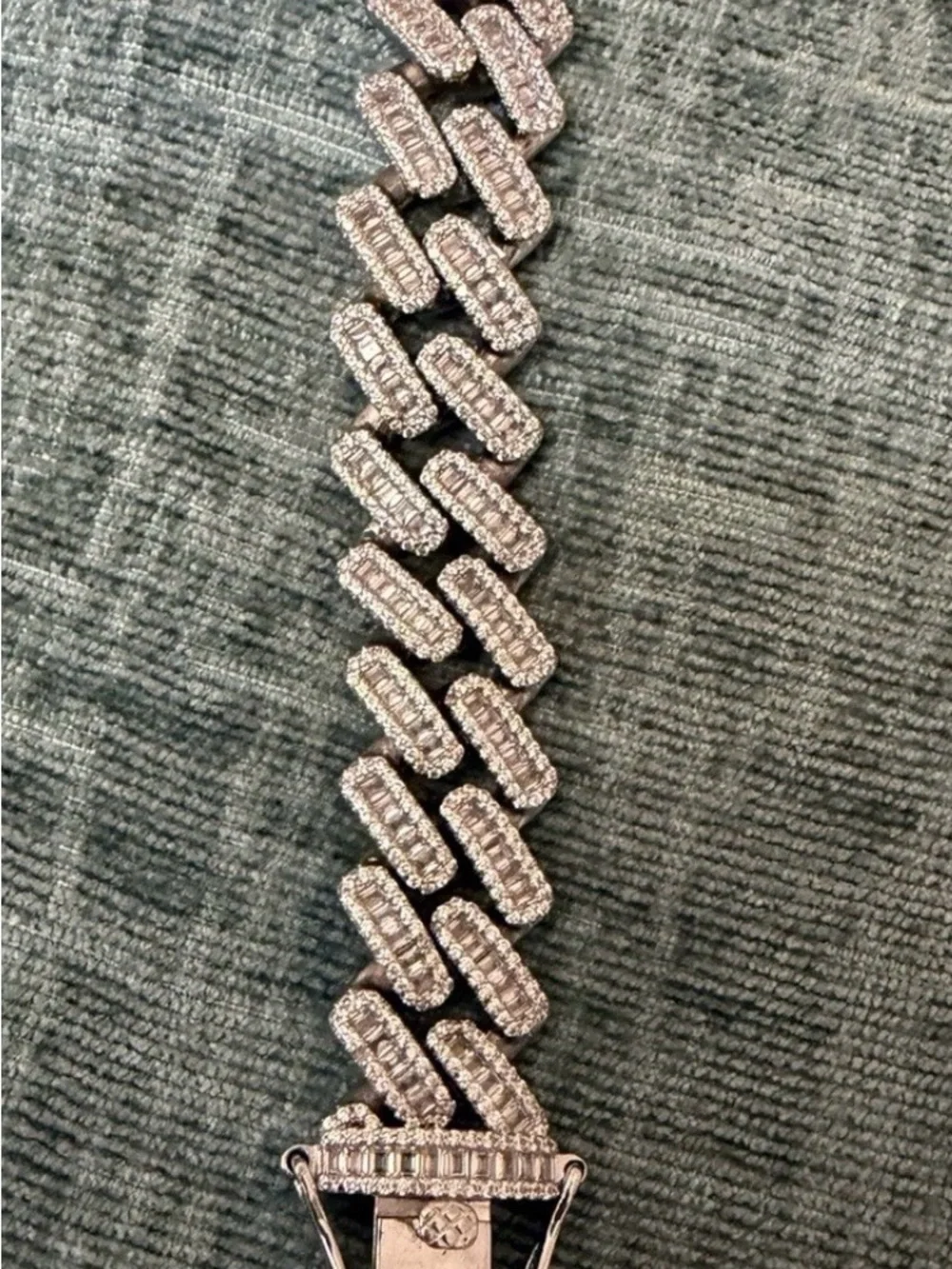 Men's 925 Sterling Silver Baguette Cuban Link Bracelet Iced Out CZ 15.4mm 8